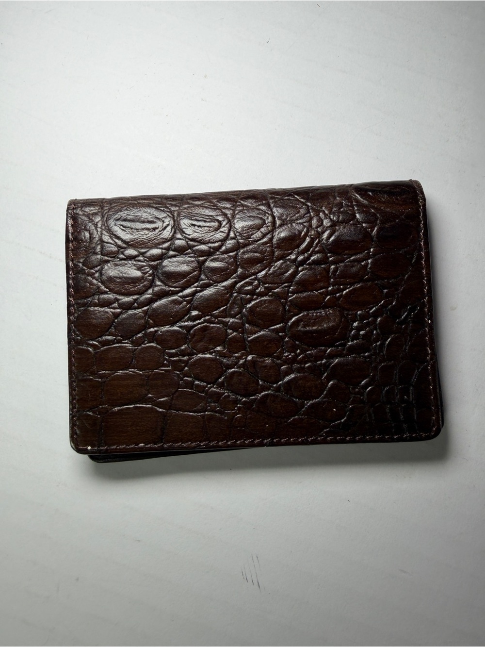 Kenneth Cole Dark Brown Croc-Embossed Leather Card Holder